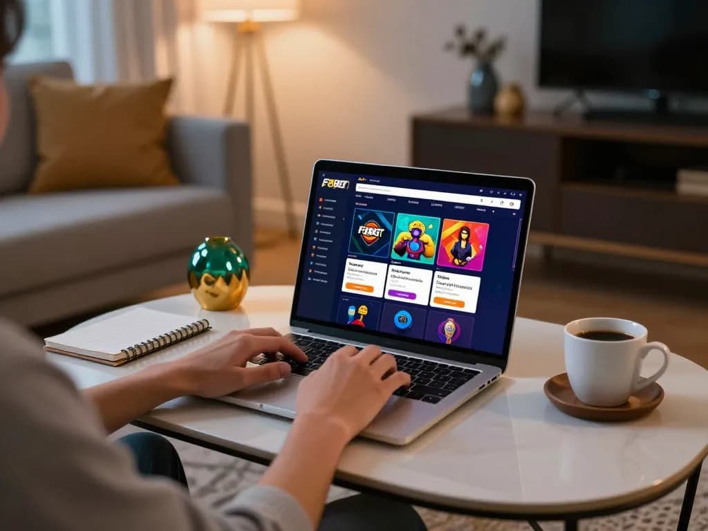 Engaging in gameplay on the F8BET online casino app from a stylish home environment