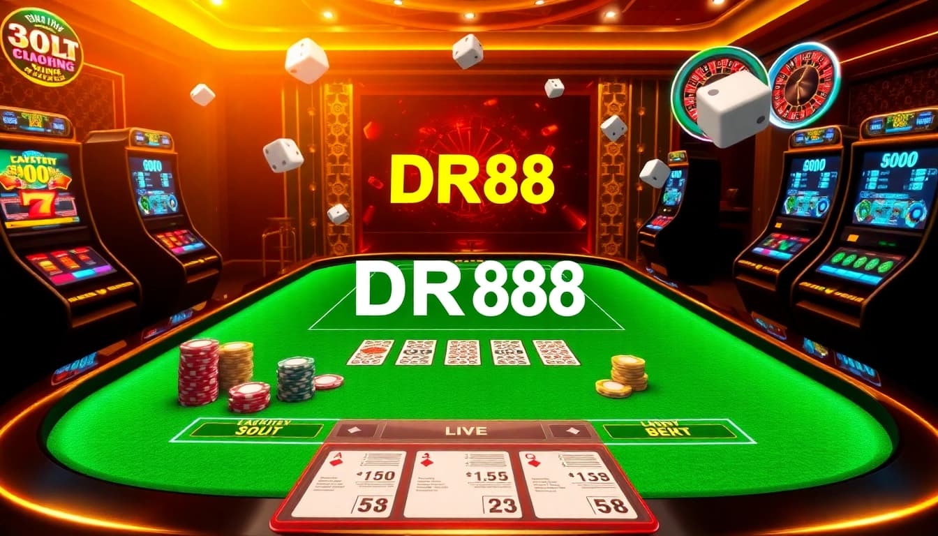 Engaging online gameplay illustrating Link nhà cái DR88 with vibrant poker chips and strategic betting interface