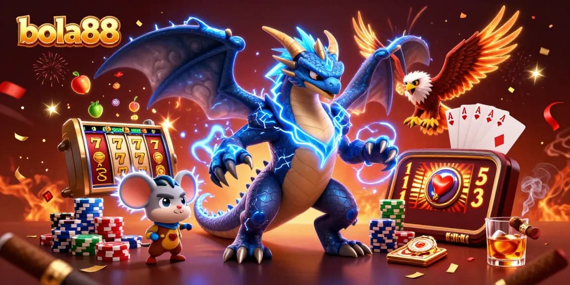 Experience the excitement of bola88 with a vibrant casino scene featuring thrilling slot games and jackpot opportunities.