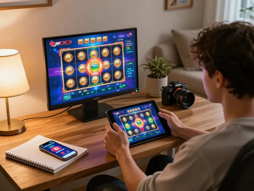 Experience slot gaming at LV88 on a tablet in a cozy home setting