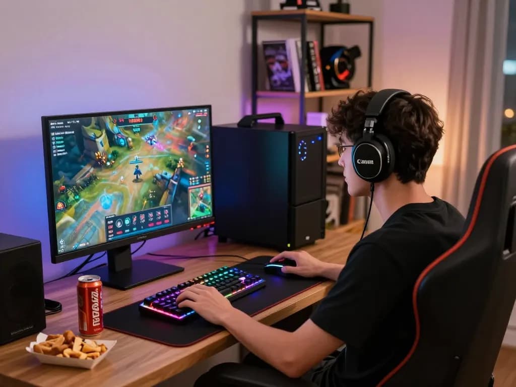 Immersive DEWI123 online gaming setup with vibrant graphics and snacks