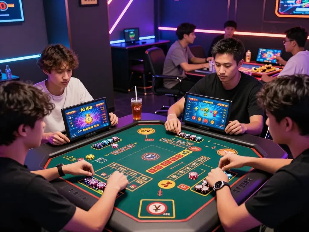 Exciting tài xỉu online sunwin gaming scene with players engaged and vibrant digital interface.