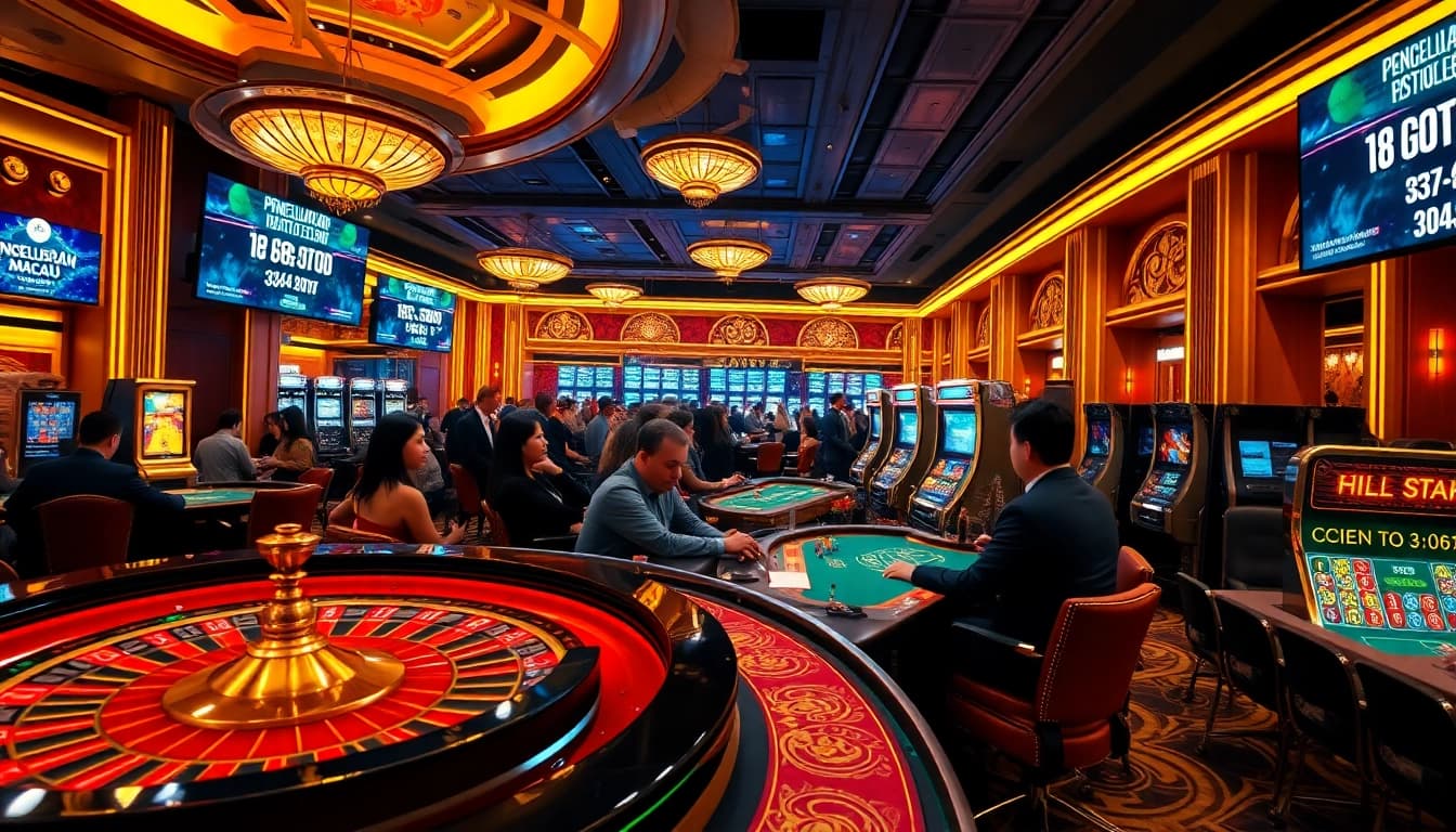Experience the excitement of Pengeluaran Macau with live casino draw results showcased in a vibrant setting.