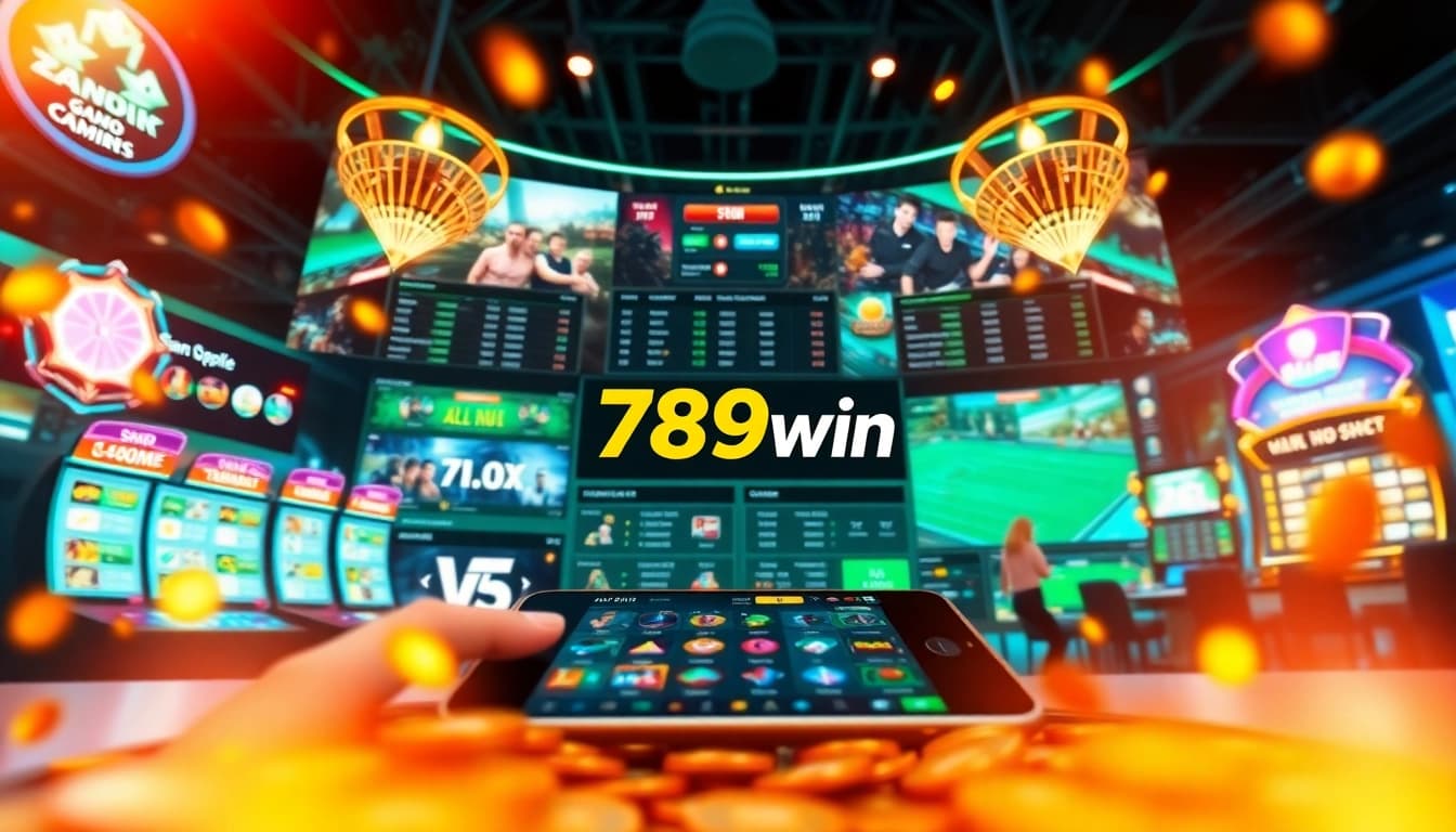 Exciting digital gaming interface showcasing 789win online casino, sports betting, and slot games.