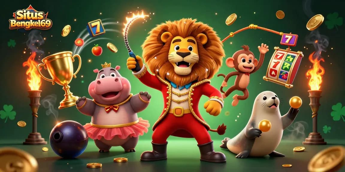 Situs Bengkel69 presents an immersive gambling scene with dynamic characters and casino elements.