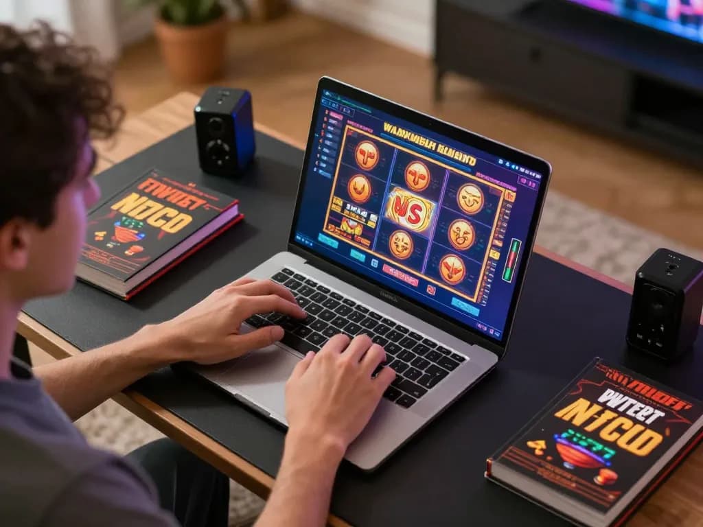 Engaged user playing online slots at a reputable nhà cái uy tín platform from their cozy home setup.