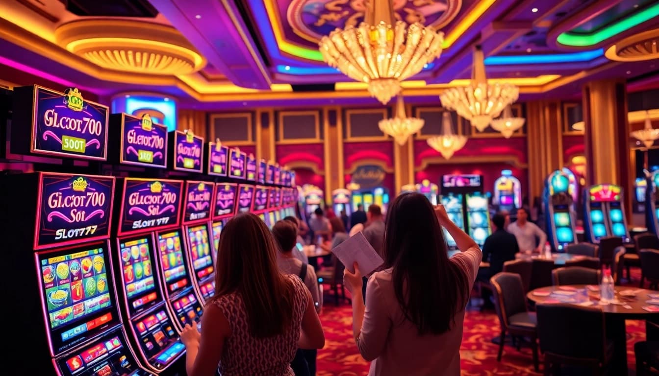 Experience the thrill of victory with slot777 at a luxurious casino slot machine area.