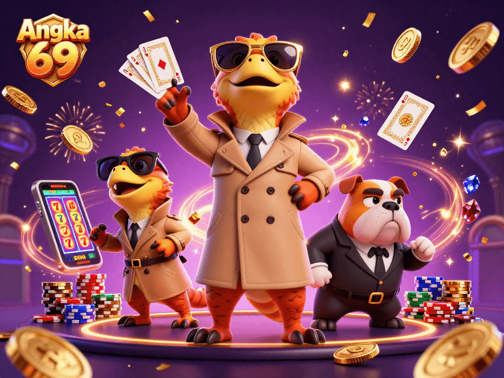 Experience Angka 69's thrilling casino adventure with raptors and sparkling gems.