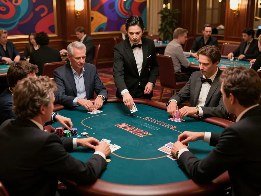 Players engage in high-stakes poker game at GG88 casino, showcasing strategic gameplay and excitement.