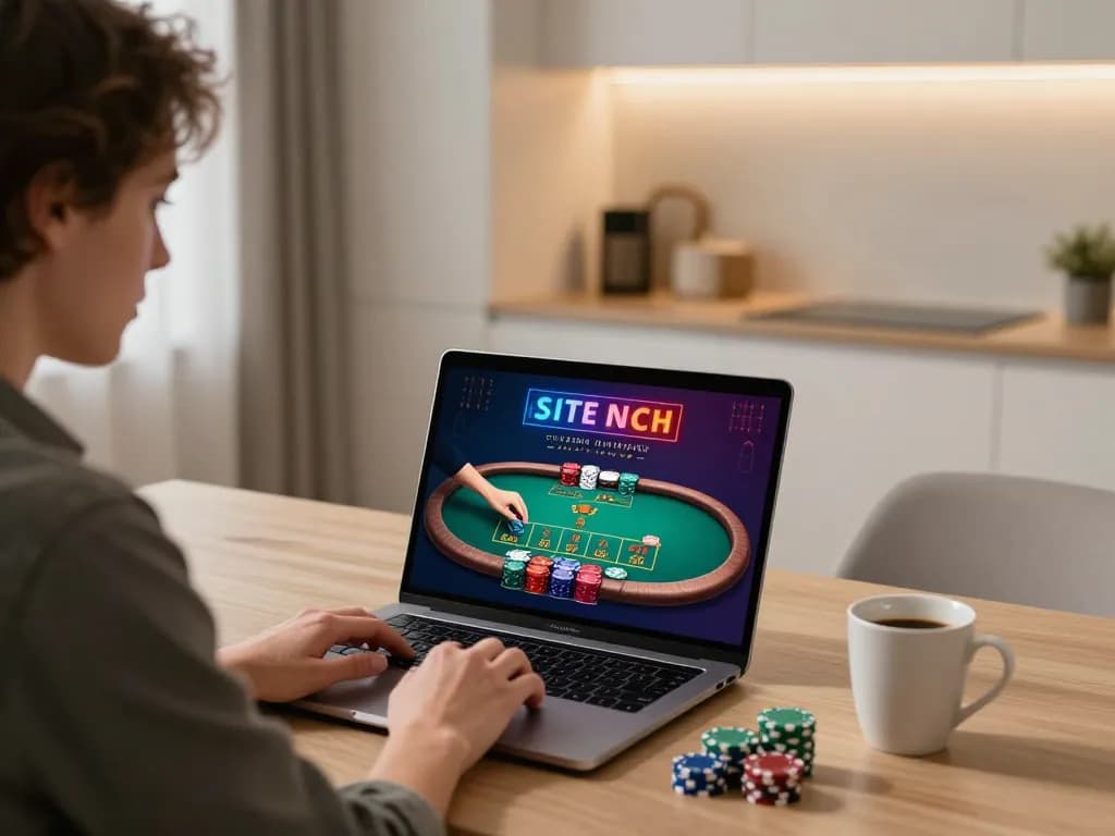 Player strategizing online betting at 789BET's live dealer table on laptop