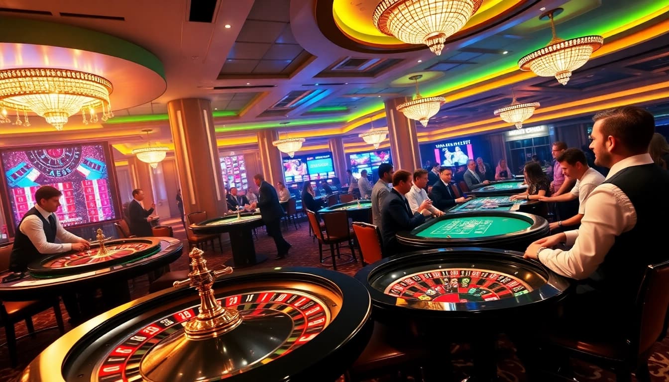 Engaging players at Rik vip casino table showcasing thrilling poker action and vibrant atmosphere.