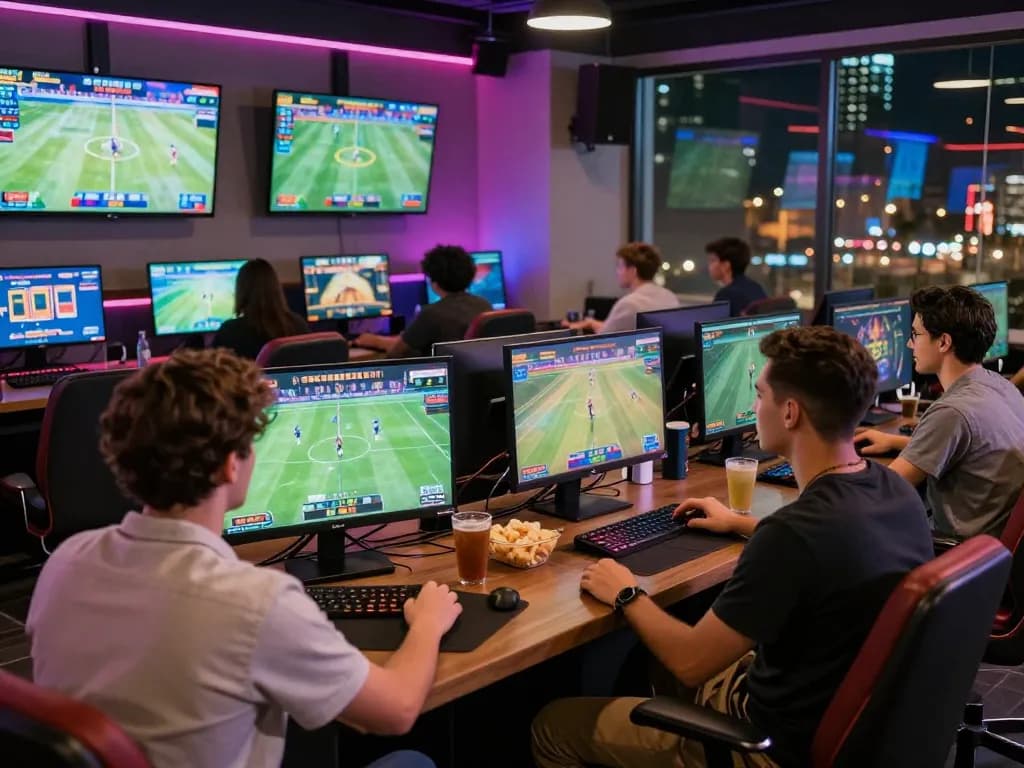 Exciting gaming scene at 3win with players engaged in sports betting and live casino.