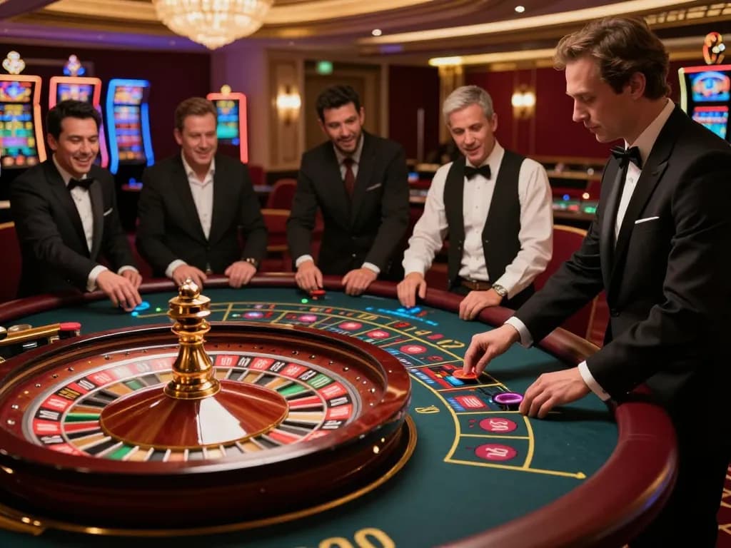 Rasakan permainan roulette yang mendebarkan di venue kasino unggulan websitedevuk dengan dekorasi yang penuh warna.