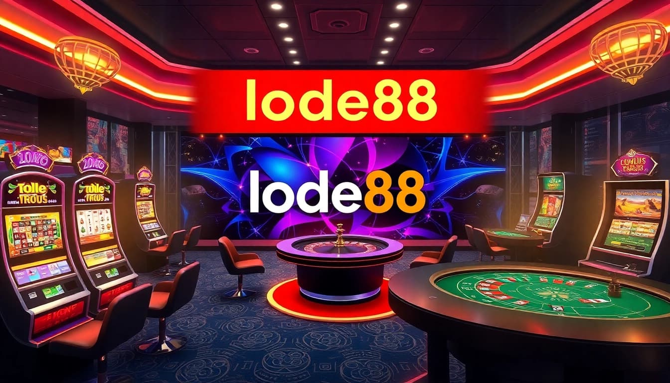 Experience the thrill of lode88 with an online casino showcasing vibrant slot machines and roulette.