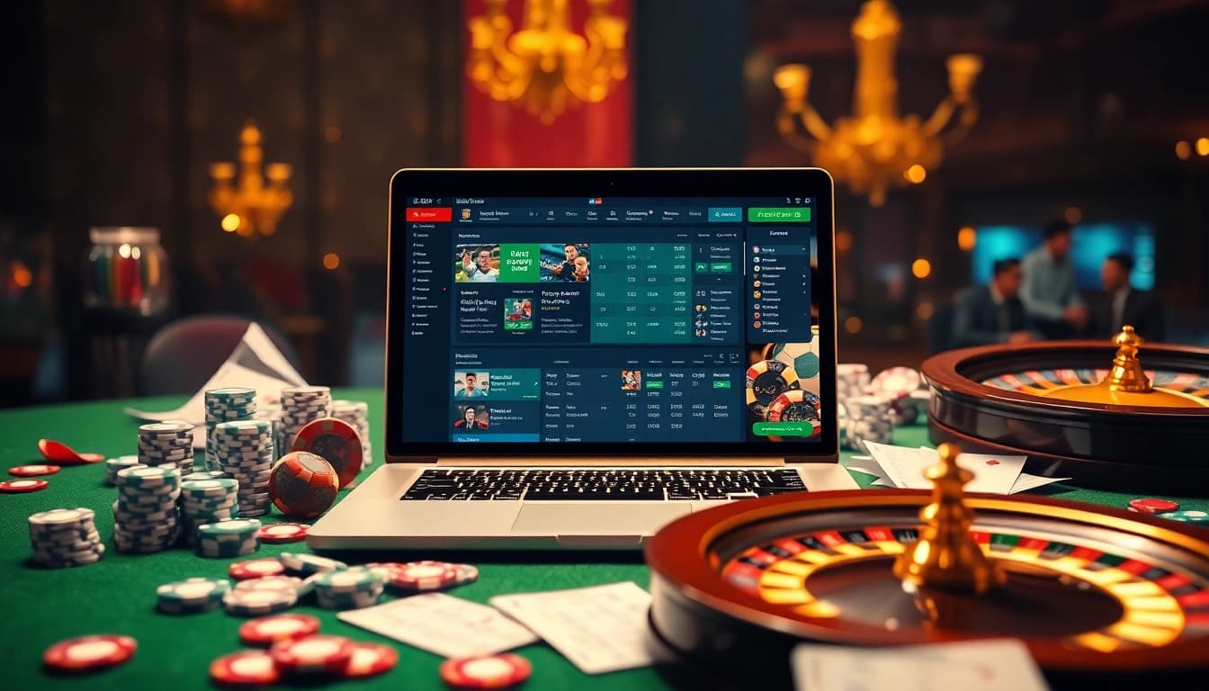 Experience แทงบอลโลก betting action with engaging visuals of online sports wagering and casino elements.
