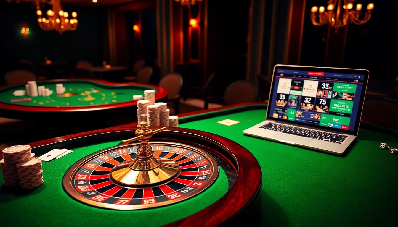 Experience the excitement of fabet as players roll dice and play cards at a luxurious casino.