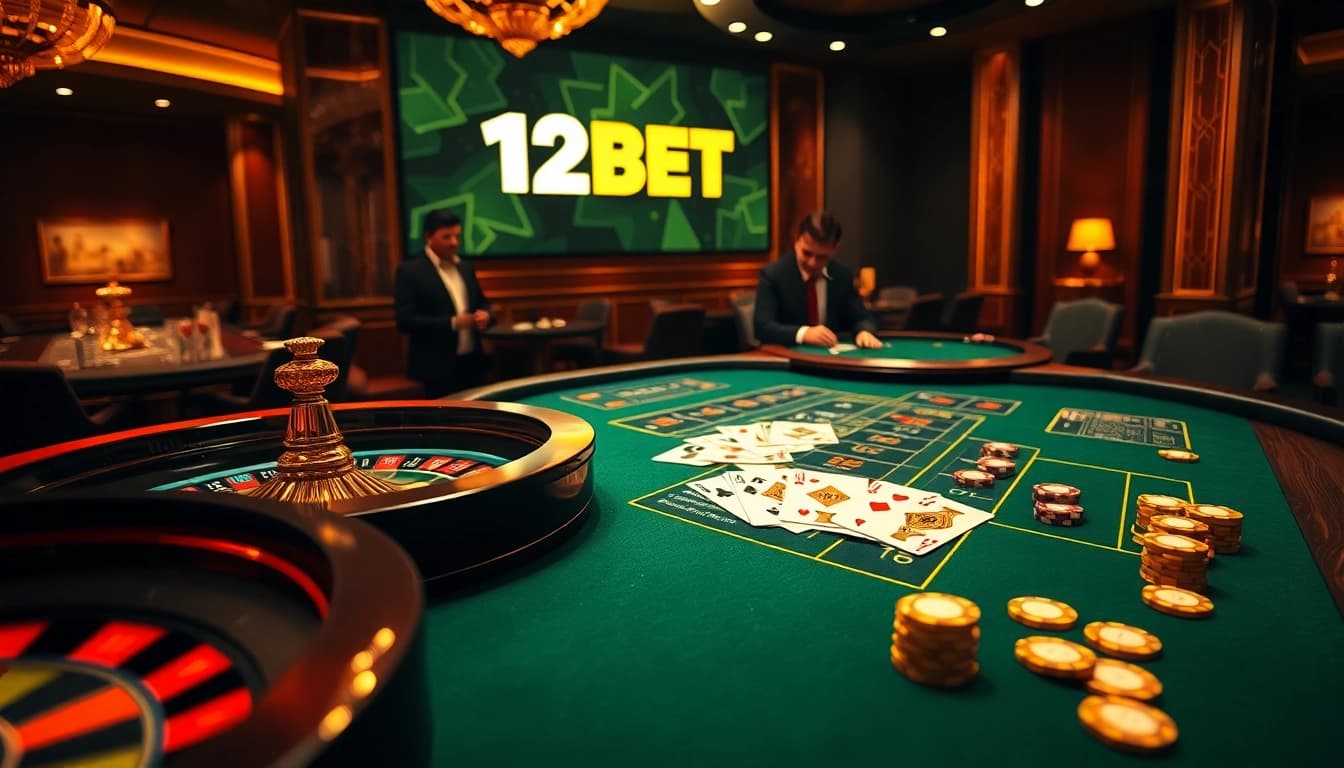 Experience thrilling games at 12BET's luxurious casino table.