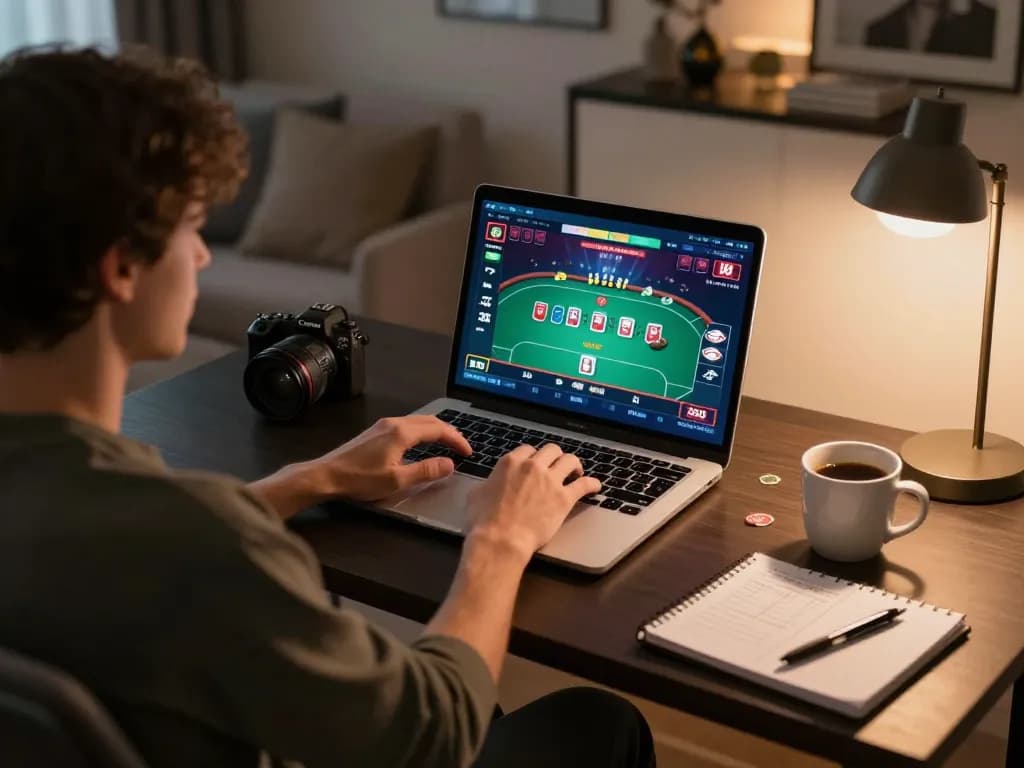 Player engaging in online casino gameplay on the sunwin platform, showcasing poker action on screen.