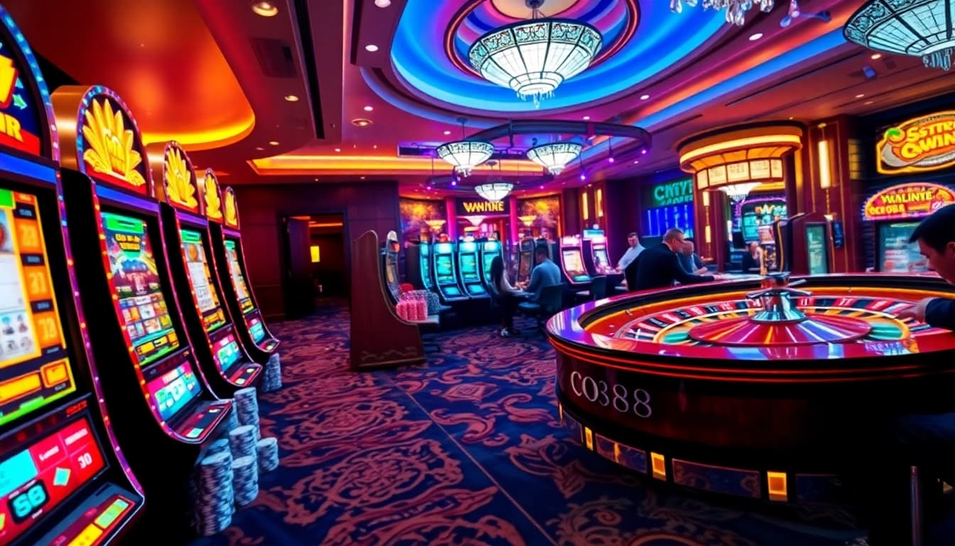 Experience the thrill of casino gaming with co88 slot machines and poker tables in action.