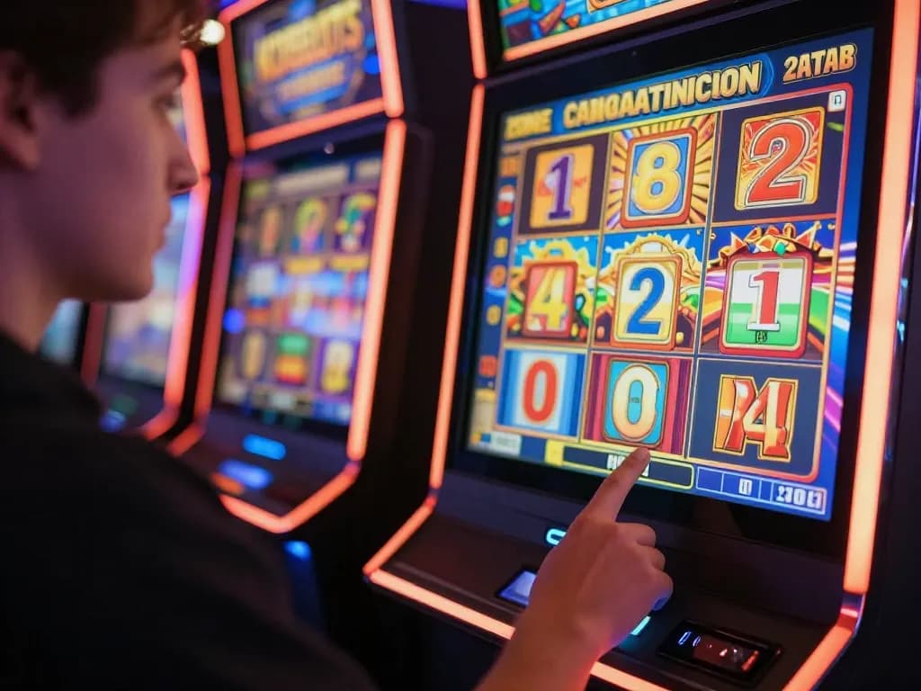 Player ready to spin at a vibrant kdslot online slot machine, showcasing an engaging gaming experience