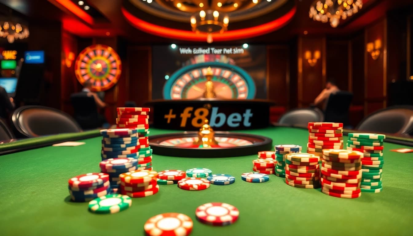 Experience high-stakes excitement at https://f8bet.net.in/ with a luxurious casino setup featuring poker and roulette games.