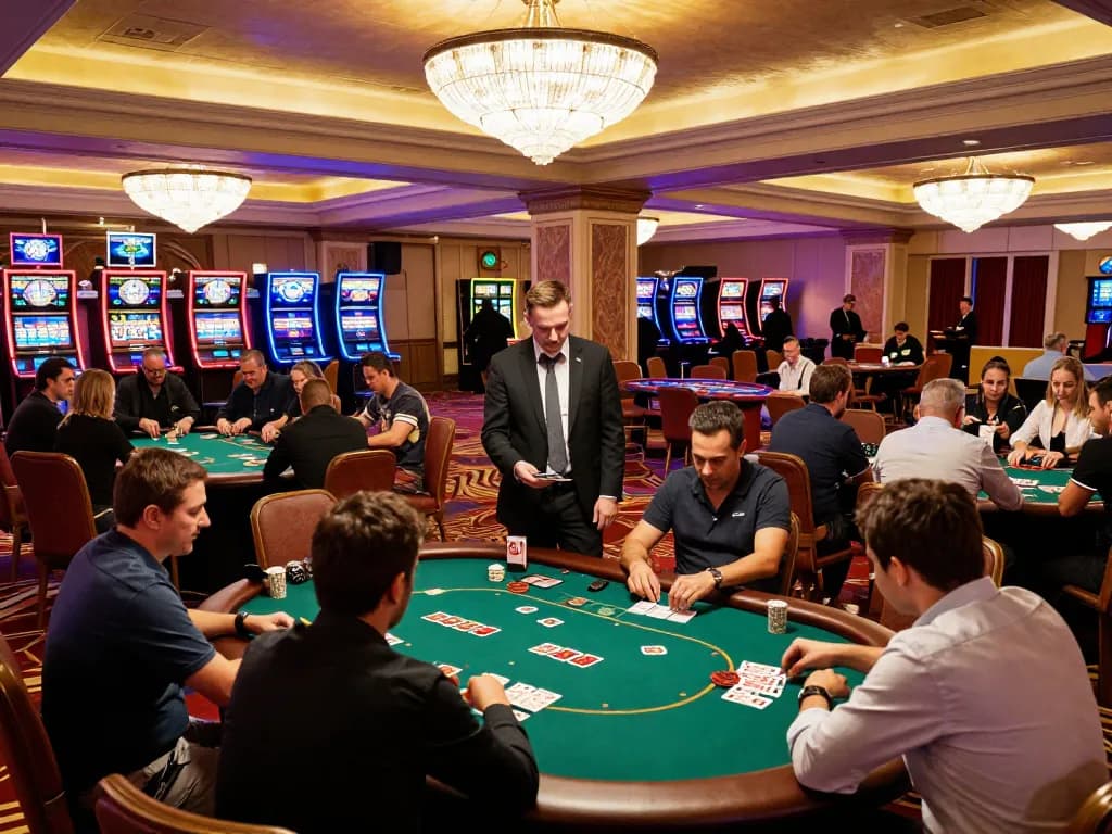 Players engaging in poker action at TG88 casino, showcasing vibrant casino atmosphere and strategic gameplay.