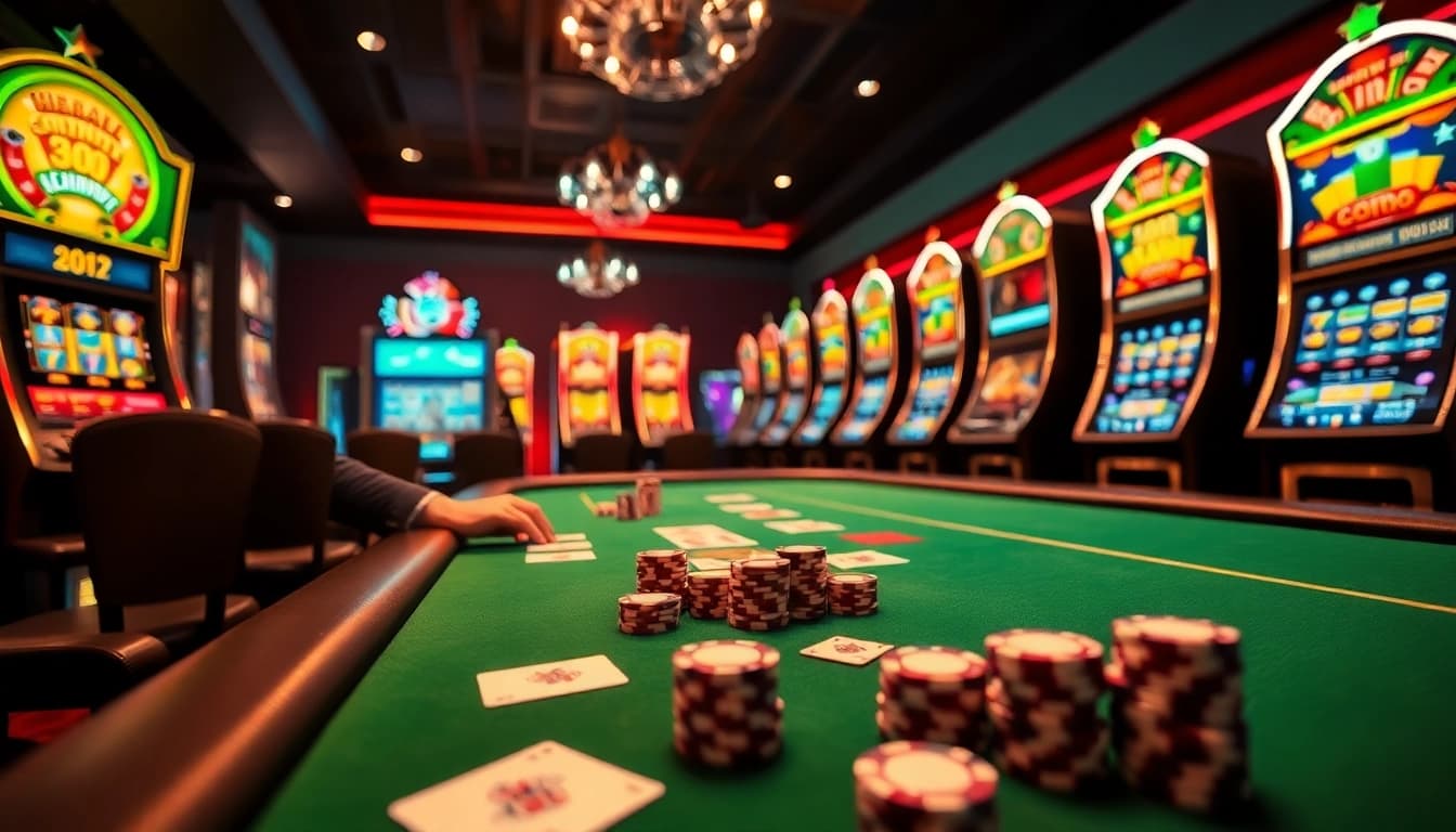 Experience the thrilling ambiance of bet88vn with luxurious gaming tables and vibrant slot machines.