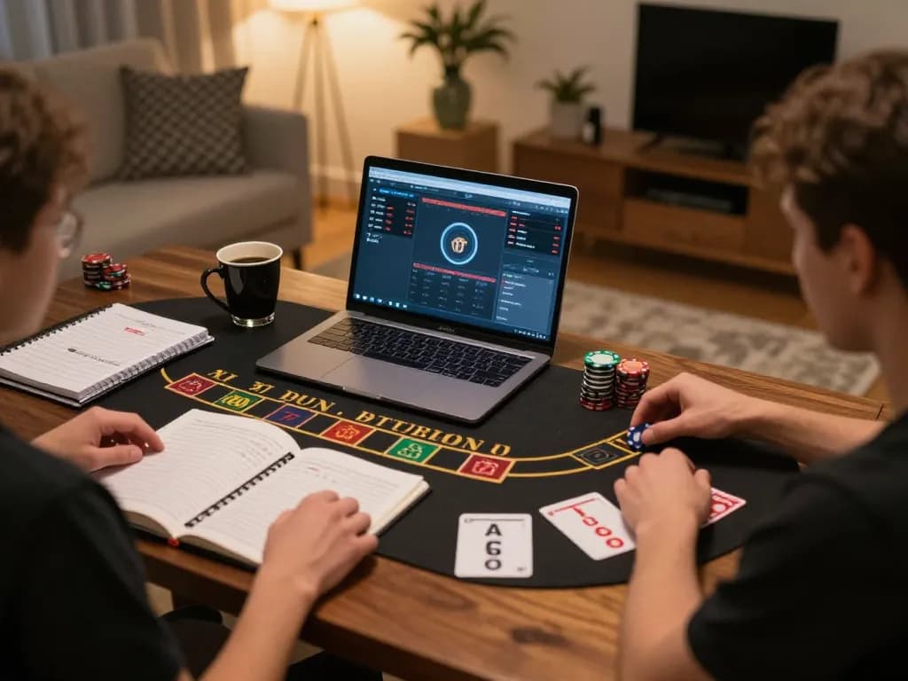 Engaged player enjoying dash88 live dealer blackjack on a cozy home setup for strategic online gaming