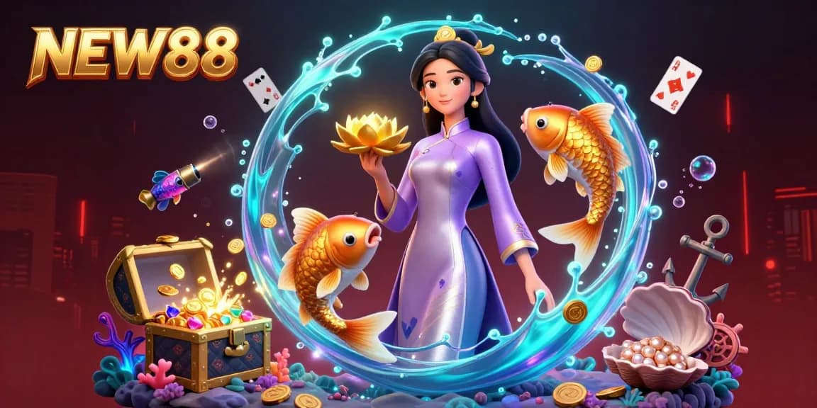 Experience the thrills of gaming at NEW88 with our vibrant 3D casino illustration showcasing exciting elements.