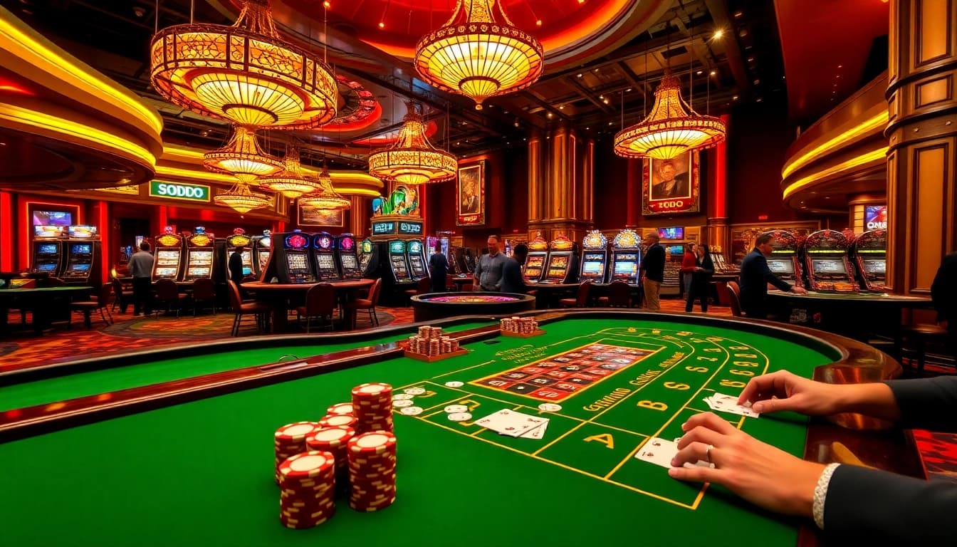 SODO CASINO gameplay excitement featuring vibrant casino tables, chips, and cards.