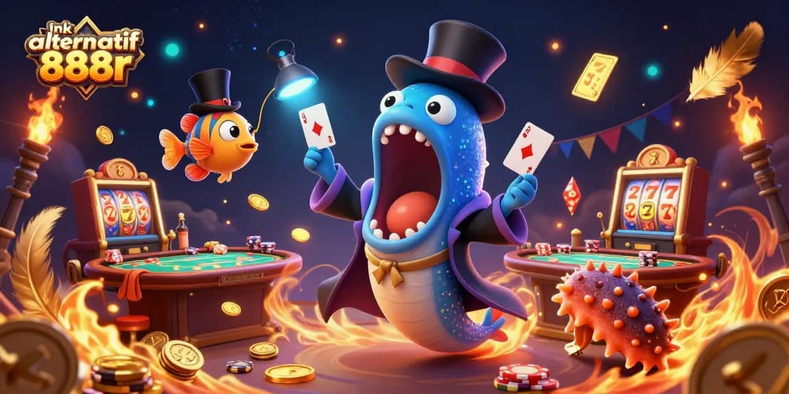 Engage in thrilling action with link alternatif 888r, featuring a magical card tricks scene underwater.