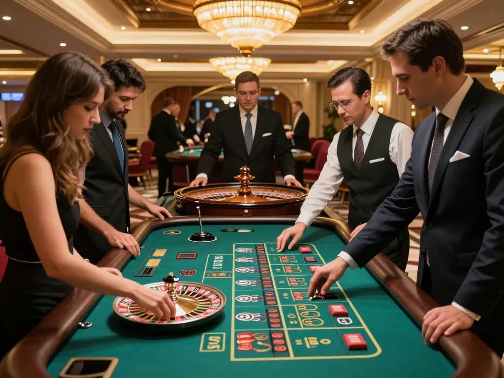 Engaging roulette gameplay at RUANGWD, with players focused on the spinning wheel and vibrant atmosphere.