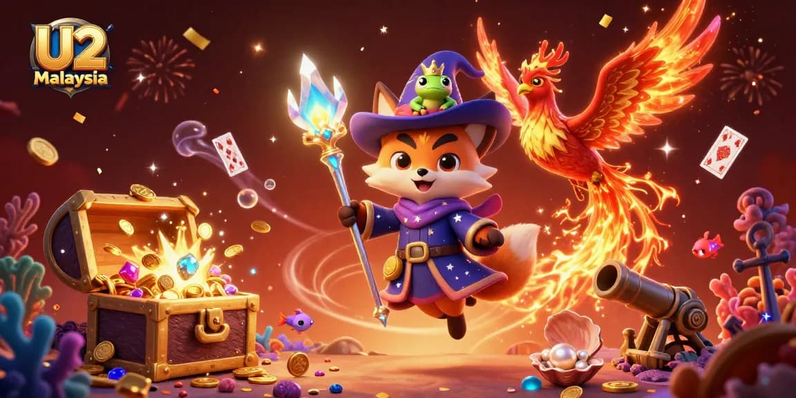 Experience thrilling gameplay at U2 Malaysia as a wizard fox and phoenix ignite the casino world.