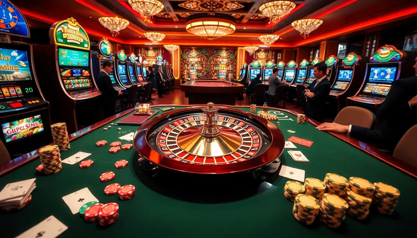 Experience high-stakes betting at Jun888 with vibrant casino tables and immersive gambling action.