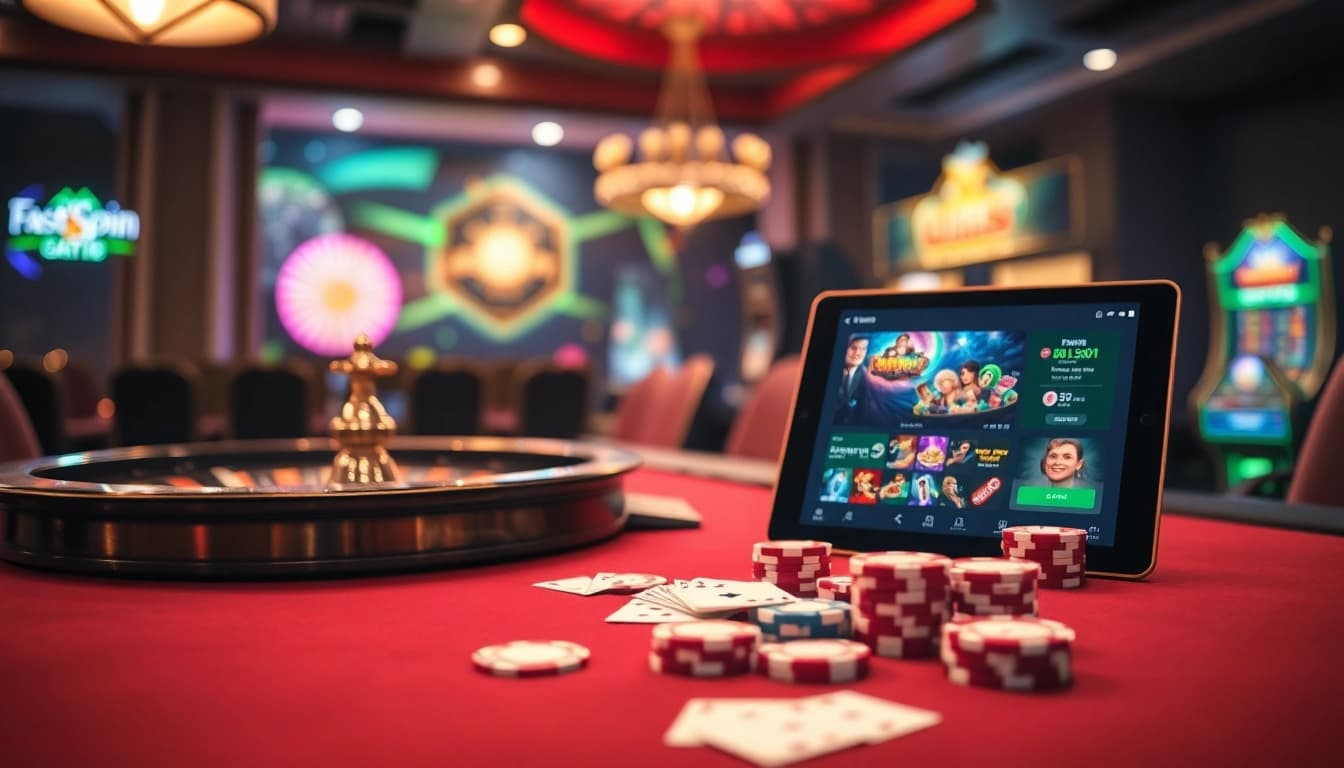 Experience thrilling gameplay at FastSpin Studio with vibrant slot machines and poker action.