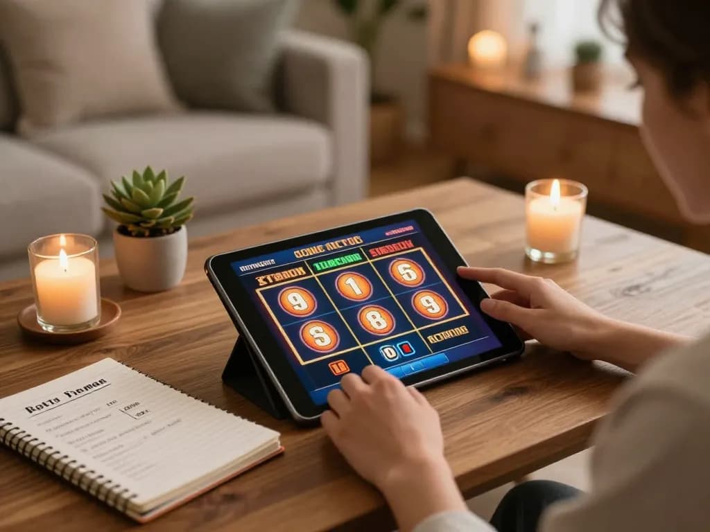 Terlibat dalam permainan slot kredit percuma rm100 tanpa deposit di tablet di rumah.