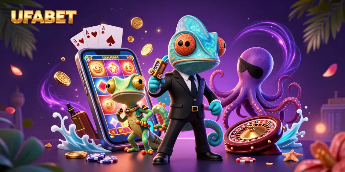 Experience the thrill of UFABET with vibrant casino action featuring dynamic characters and engaging gameplay elements.