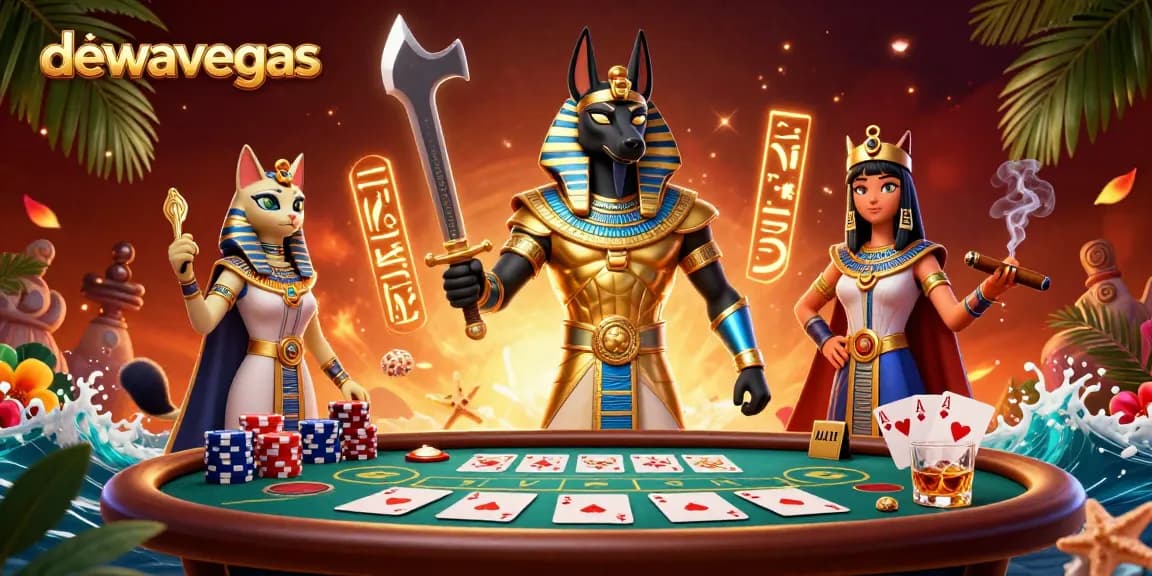 Experience the excitement of baccarat at dewavegas with vibrant casino elements in 3D illustration.
