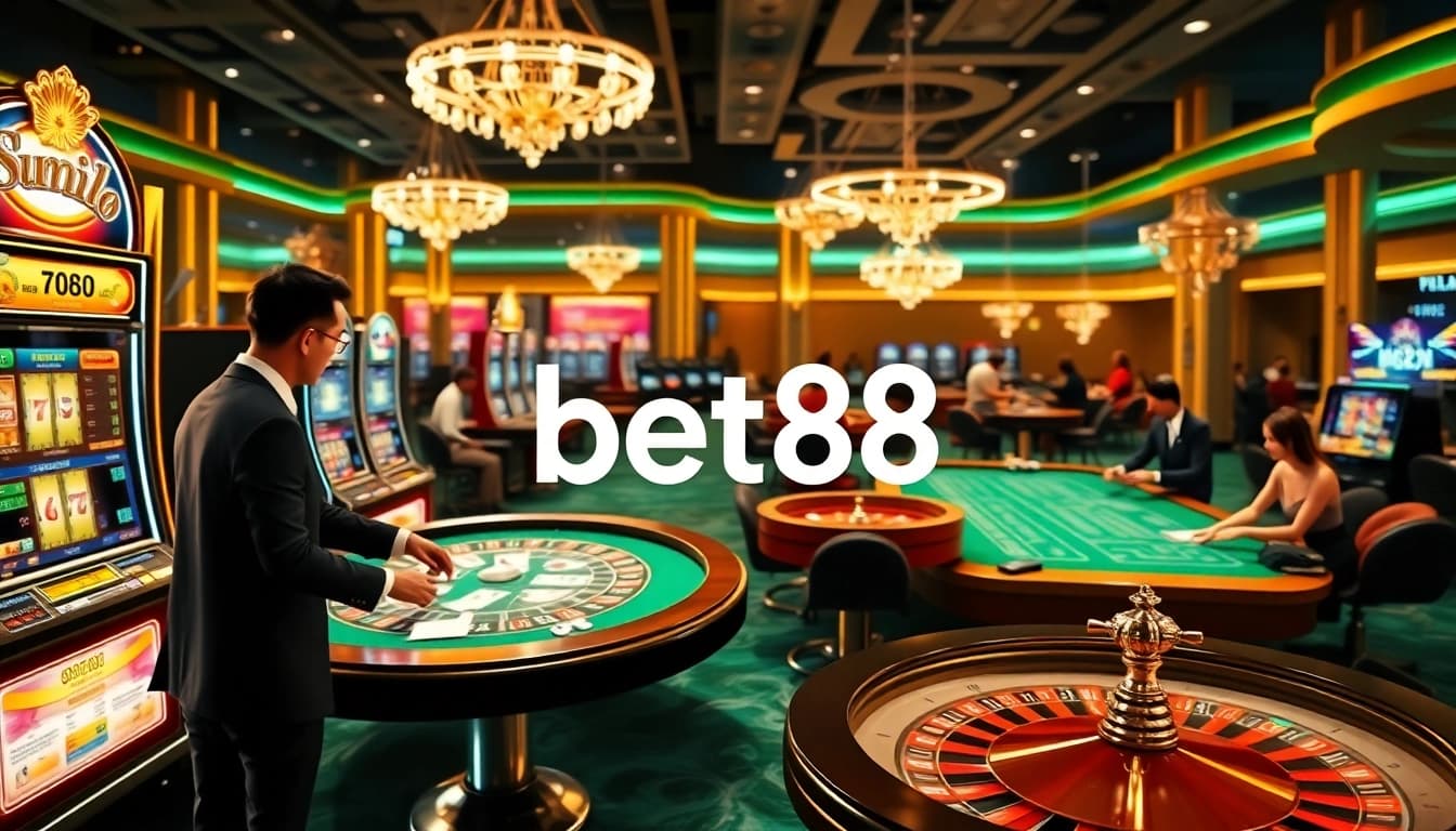 Experience thrilling gameplay at bet88 with vibrant slot machines and elegant poker tables.