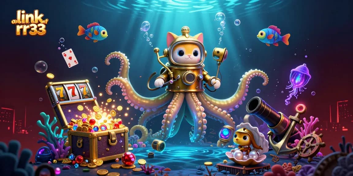 Activate your winning potential with link alternatif rr33, featuring a thrilling kraken and diving cat scene.