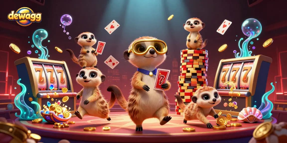 Experience thrilling gameplay at dewagg with fun meerkat dealers and vibrant casino elements.