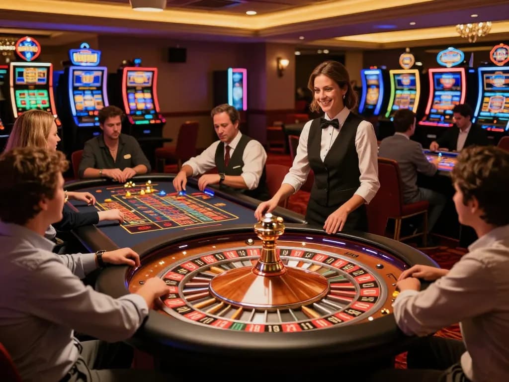 Players place bets at the RR88 roulette table under elegant casino lighting