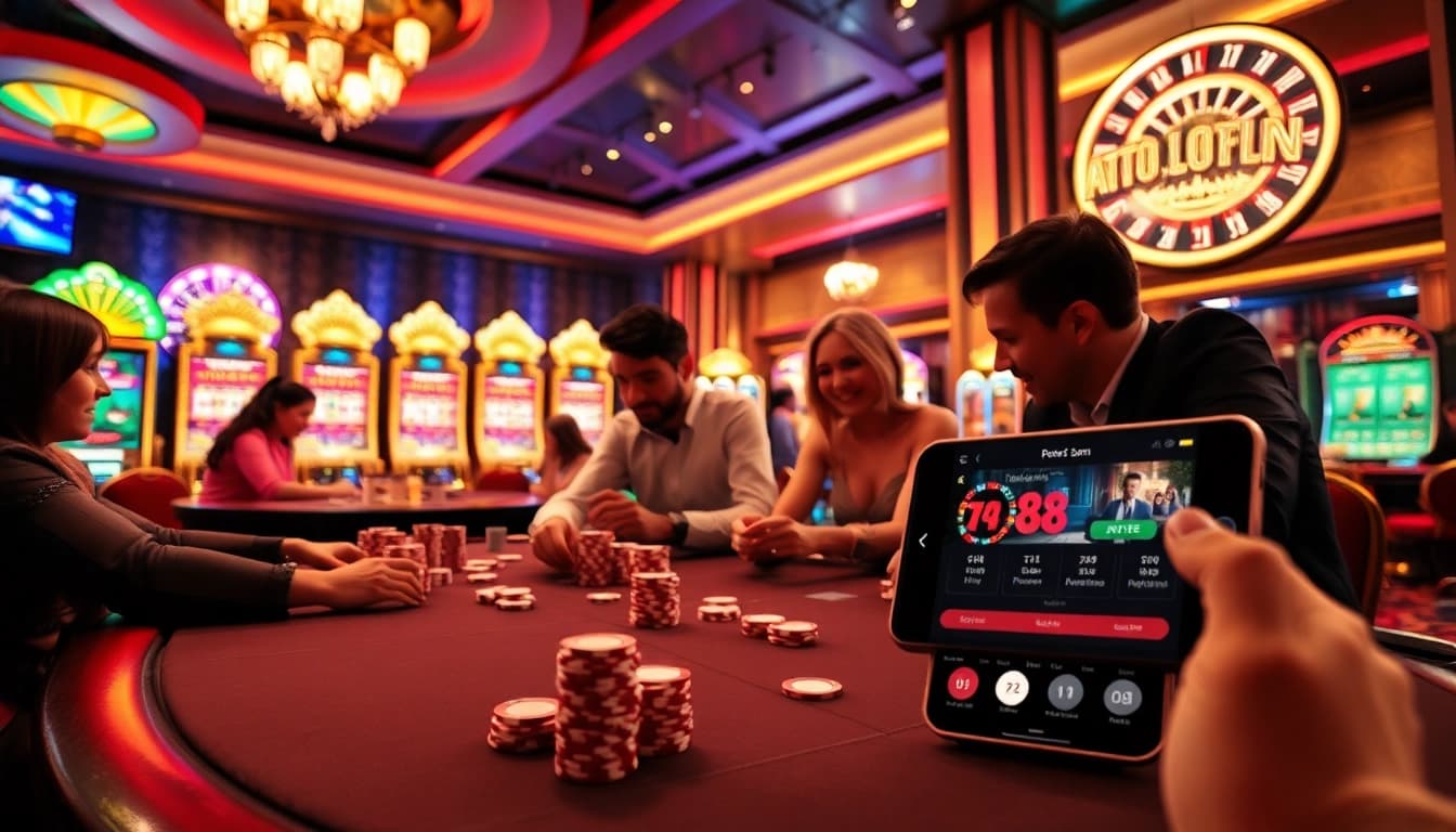 Engage in exciting gameplay at https://urr88.com/ featuring a luxurious poker table scene with immersive casino elements.