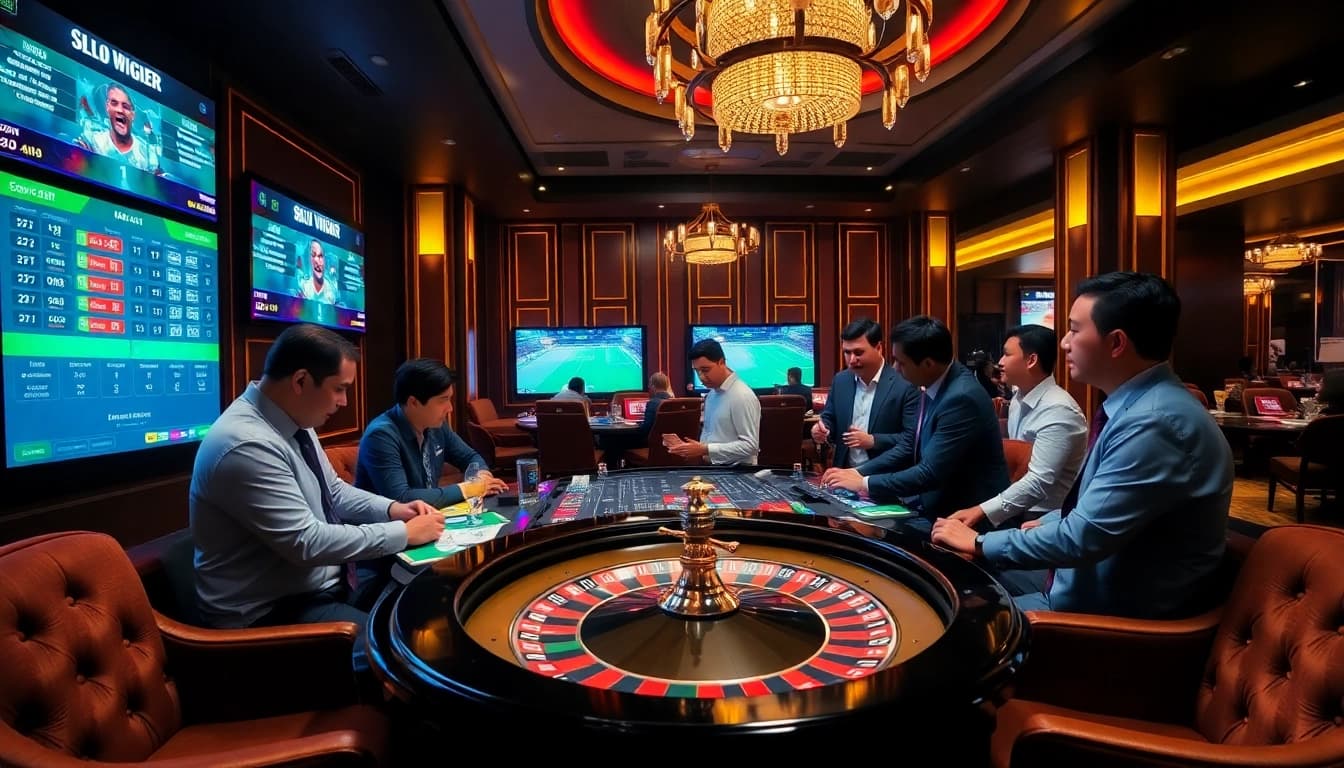 Engaged bettors experience thrilling Judi Bola Piala Dunia action at a high-end casino.