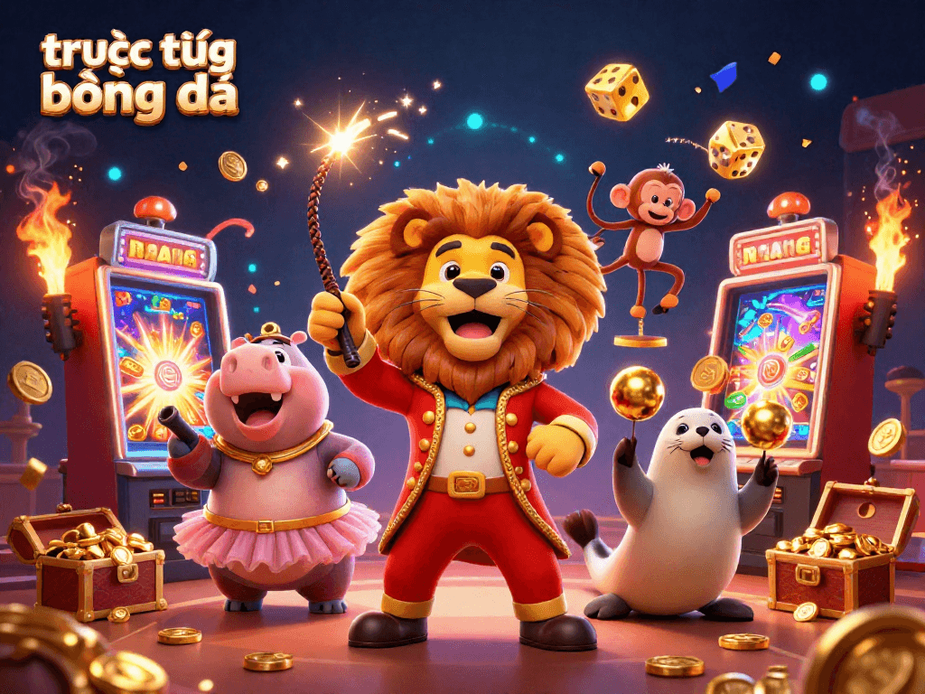 Experience live streaming of trực tiếp bóng đá with vibrant casino elements in a dynamic 3D scene.