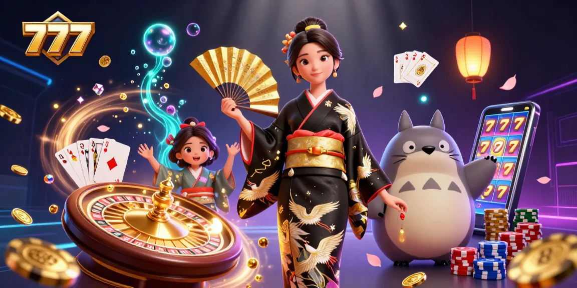 Spin the reels with 777 in an exciting casino scene featuring vibrant characters and rich gambling elements.