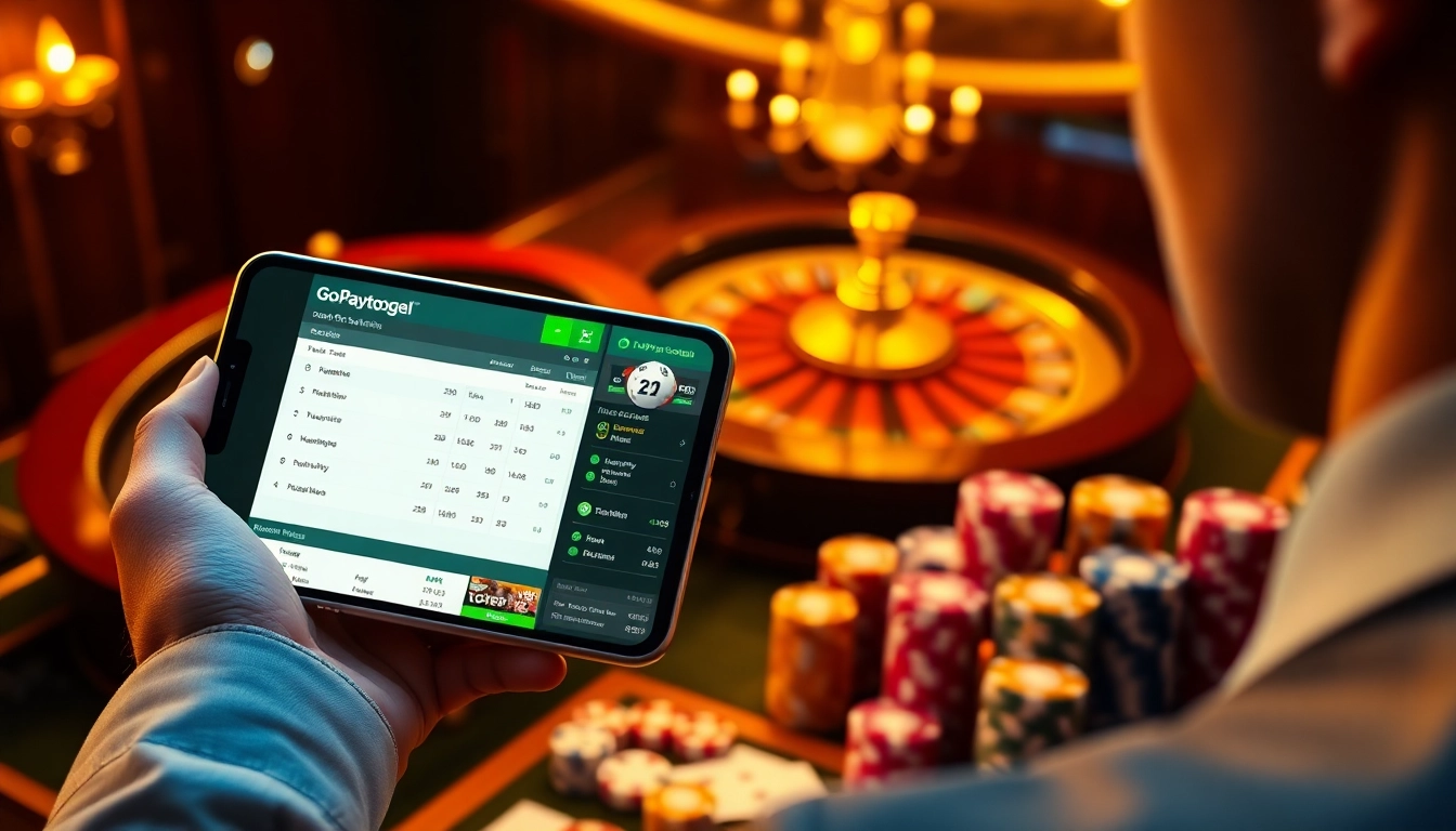 Engaging user placing bets on gopaytogel platform with responsive casino interface and vibrant poker chips