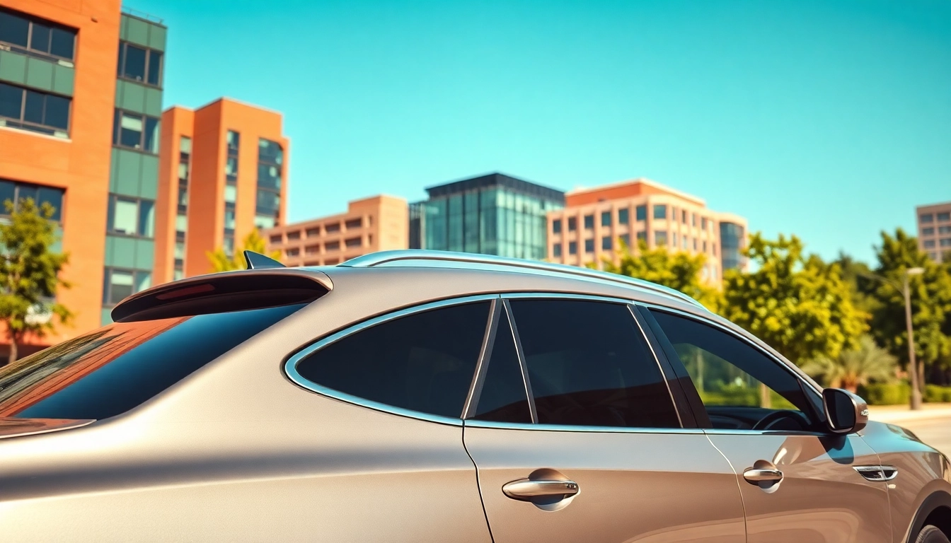 Enhance your ride with the best window tint Chattanooga TN featuring sleek vehicles in sunny urban environments.