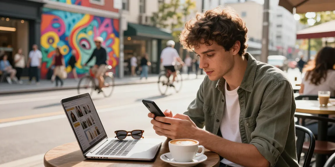 Engaging urban lifestyle scene with NSFW content discussions at a café.