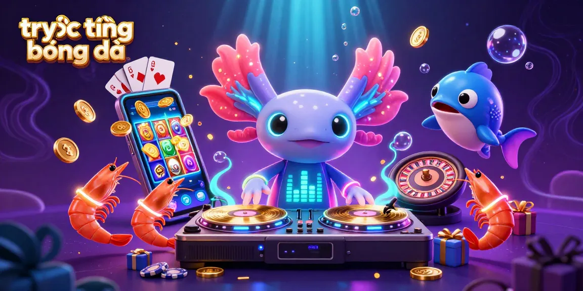 Experience exciting trực tiếp bóng đá with vibrant visuals and dynamic casino elements in this 3D illustration.